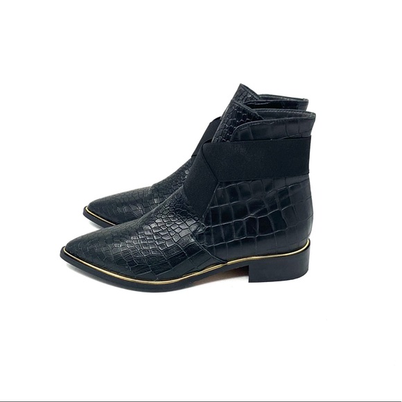 black leather croc boots